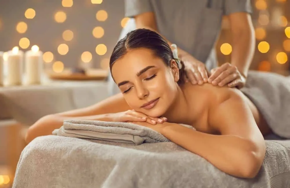 Relaxing spa facial treatment in a calm wellness room